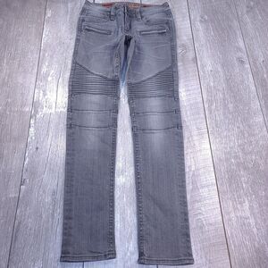 Rock Revival Womens Sheryl Skinny Moto Jeans Size 28 Gray Denim Low Rise Biker